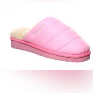 Bearpaw pink Puffy quilted Wool-Blend faux fur lined Comfy Slippers‎ size 10 new